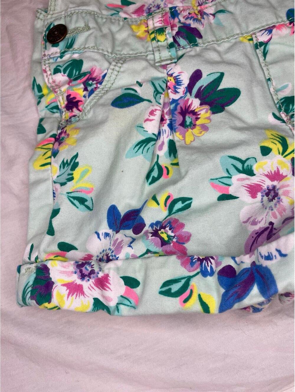 OshKosh Floral Overalls 18 Months Mint Green Shortalls Girls Vintage Style - Picture 4 of 5
